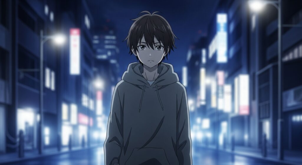 15歳のテロリストの「重いのに読みやすい」魅力を象徴する画像。主人公の渡辺篤人が、夜の都会を前を向いて歩いている