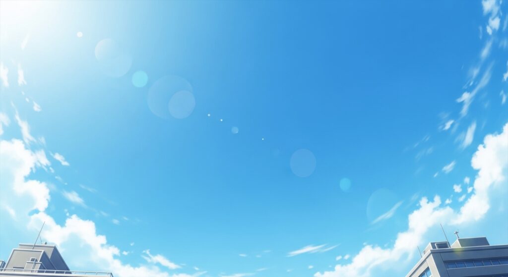 『ちょっと今から仕事やめてくる』の「生きてさえいればなんとでもなる」というメッセージを象徴する、晴れやかな青空のイメージ
