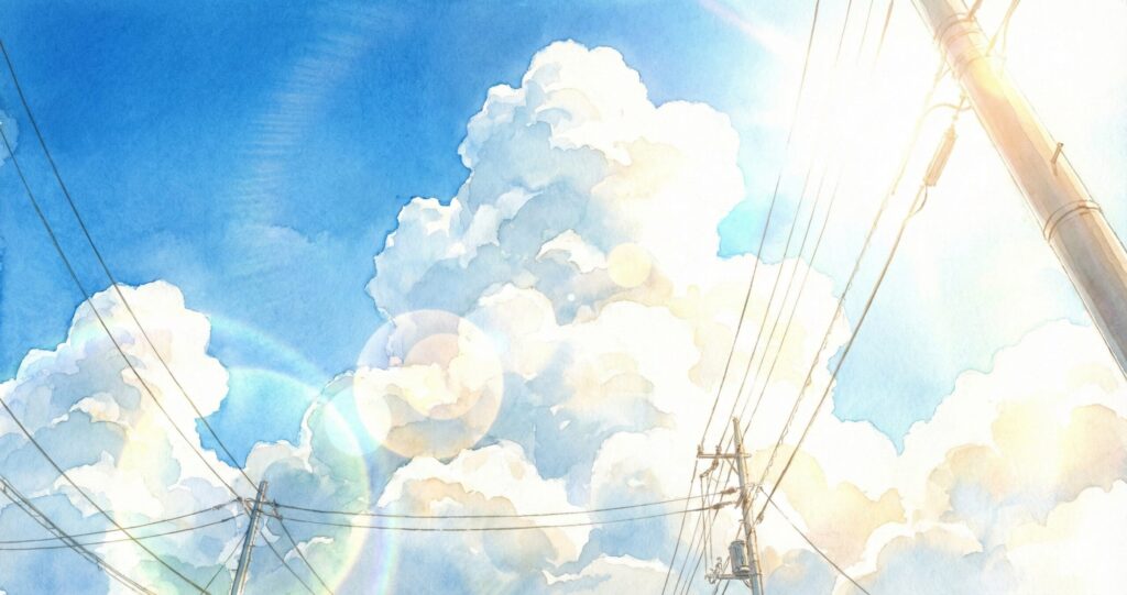 真夏の太陽と入道雲、死を前にして残酷なほど美しく見える世界の情景