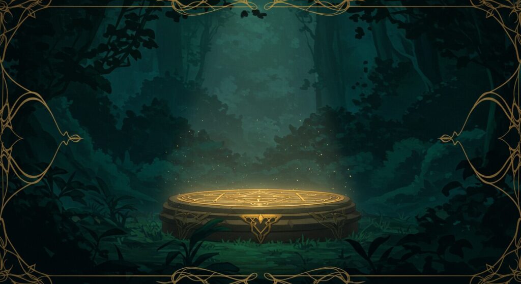 ラノベ殿堂の作品紹介カード用、幻想的で高級感のある装飾的背景画像